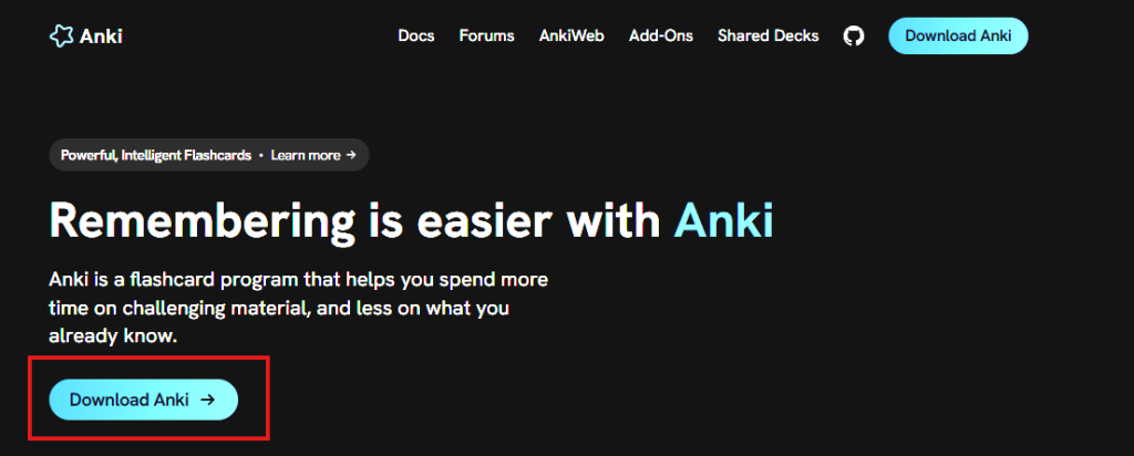 anki：ankiweb