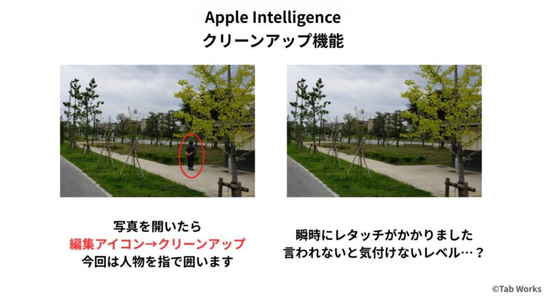 Apple Intelligenceのクリーンアップ説明